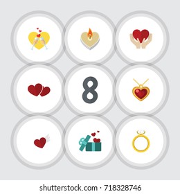 Flat Icon Passion Set Of Wings, Celebration, Fire Wax And Other Vector Objects. Also Includes Hand, Heart, Soul Elements.