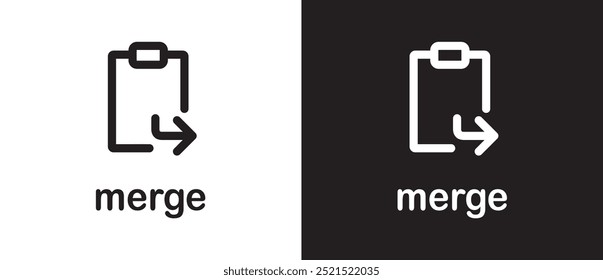 Flat icon of Paste formatting merge, Paste document icon. Document options icon. File paste options icon set. Sign vector tool on black and white background. Eps10