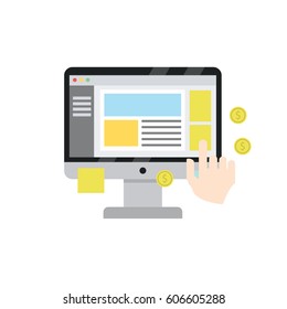 Flat icon Pay per click. Can be used for online advertising on the web site. 