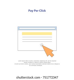 Flat icon pay per click vector, isolated on white background. Flat line icon concept. For web site, ads, app and marketing. You can use it also for: advert, e commerce and print materials