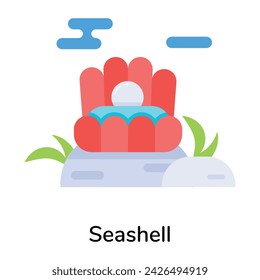 Here’s a flat icon of pearl seashell 