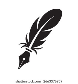 Icono plano de la pluma con diseño de precisión y estilo artístico de detalle mínimo