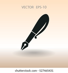 Icono plano de la pluma. ilustración vectorial
