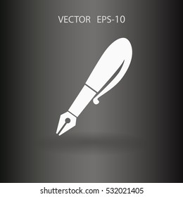 Icono plano de la pluma. ilustración vectorial
