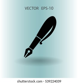 Icono plano de la pluma. ilustración vectorial