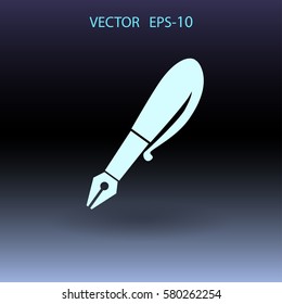 Icono plano de la pluma. ilustración vectorial