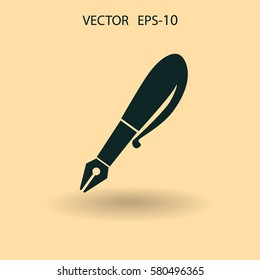 Icono plano de la pluma. ilustración vectorial