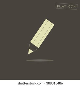 Flat icon of a pencil. Light pencil on a dark background, vector