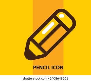 Flat icon pencil. One graduation high quality outline symbol for web design or mobile app. with a yellow background