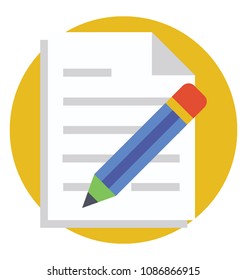 
Flat icon of pencil and a paper 
