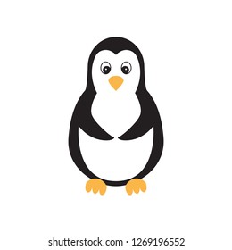 Flat icon penguin isolated on white background. Vector illustration.