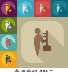 flat icon people and a business key topic