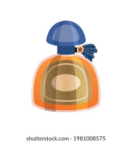 Icono plano con botella de perfume sobre ilustración vectorial de fondo blanco