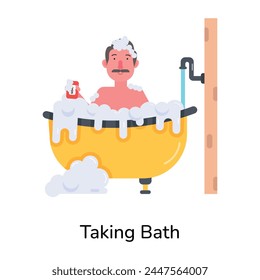Here’s a flat icon of a person taking bath 