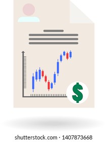 flat icon of personal analytical money report,dollar symbol isolated