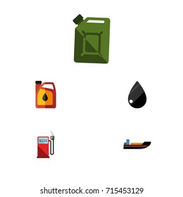 Flat Icon Petrol Set Of Petrol, Droplet, Jerrycan And Other Vector Objects. Also Includes Gas, Station, Jerrycan Elements.
