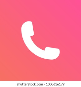 Flat icon phone isolated on orange/pink gradient background. Vector illustration.