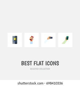 Flat Icon Phone Set Of Cellphone, Screen, Smartphone And Other Vector Objects. Also Includes Phone, Keep, Smartphone Elements.