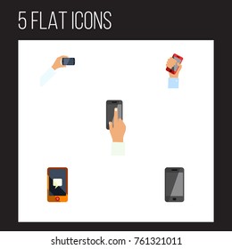 Flat Icon Phone Set Of Cellphone, Telephone, Chatting And Other Vector Objects. Also Includes Keep, Display, Smartphone Elements.