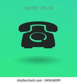 Icono plano de un teléfono. ilustración vectorial