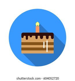 Flat Icon of piece of cake on blue background