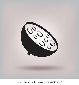 Flat icon. A piece of sausage.