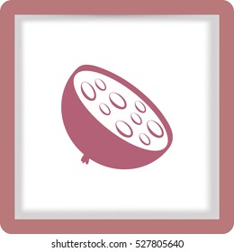 Flat icon. A piece of sausage.