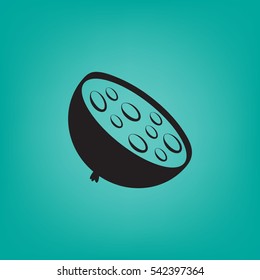 Flat icon. A piece of sausage.