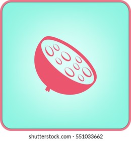 Flat icon. A piece of sausage.
