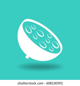 Flat icon. A piece of sausage.