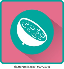 Flat icon. A piece of sausage.
