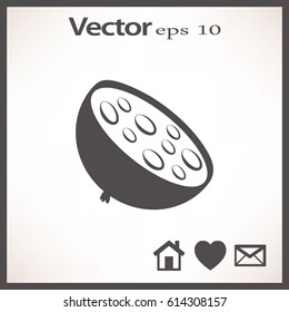 Flat icon. A piece of sausage.