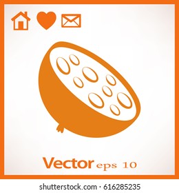 Flat icon. A piece of sausage.