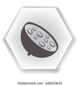 Flat icon. A piece of sausage.
