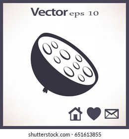 Flat icon. A piece of sausage.