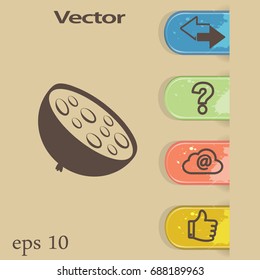 Flat icon. A piece of sausage.