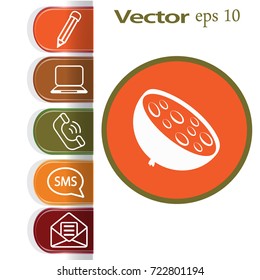 Flat icon. A piece of sausage.