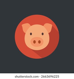 Ícone Plano de Rosto de Porco para Fazenda e Indústria de Carne