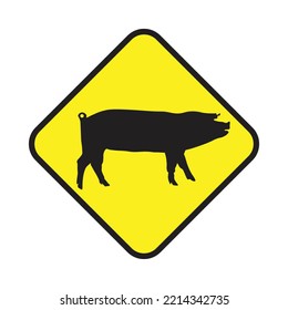 Flat icon pig traffic sign solated on white background. Vector illustration.