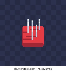 Flat icon. Pillow for needles. Pixel art style. Isolated vector illustration.