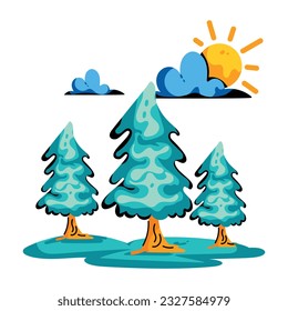 Flat icon of pine trees 