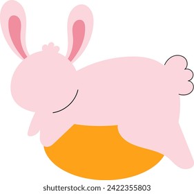 flat icon pink bunny child playing cute pets