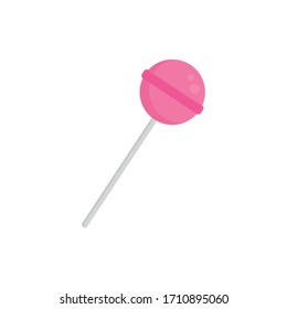 Flat icon pink lollipop isolated on white background. Vector illustration.