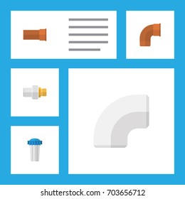 Flat Icon Pipeline Set Of Industry, Plastic, Water Filter And Other Vector Objects. Also Includes Filtration, Iron, Industry Elements.