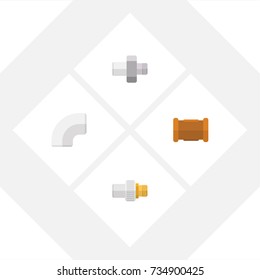 Flat Icon Pipeline Set Of Pipe, Industry, Plastic And Other Vector Objects. Also Includes Pipe, Iron, Industry Elements.