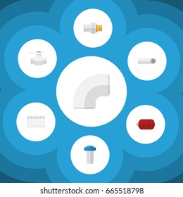 Flat Icon Pipeline Set Of Water Filter, Industry, Container And Other Vector Objects. Also Includes Drain, Filtration, Water Elements.