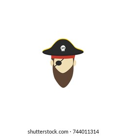 Flat Icon Pirate Element. Vector Illustration Of Flat Icon Corsair Isolated On Clean Background. Can Be Used As Pirate, Corsair And Buccaneer Symbols.