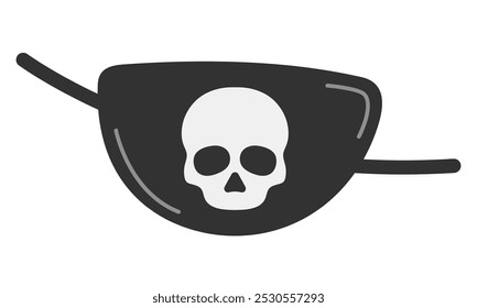 Icono plano de parche de ojo pirata con cráneo.