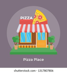 Flat Icon Of A Pizza Place