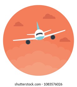 
Flat icon of a plane delivering cargo 
